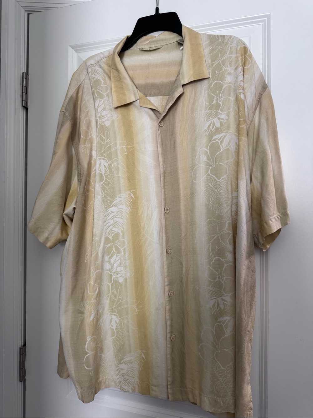 Tommy Bahama Cream Silk Short Sleeve Button-Up